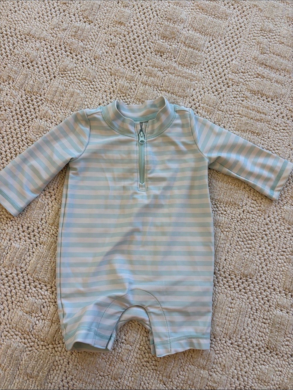 Baby Gap long sleeve blue and white striped swim suit size 0-3m high coverage
